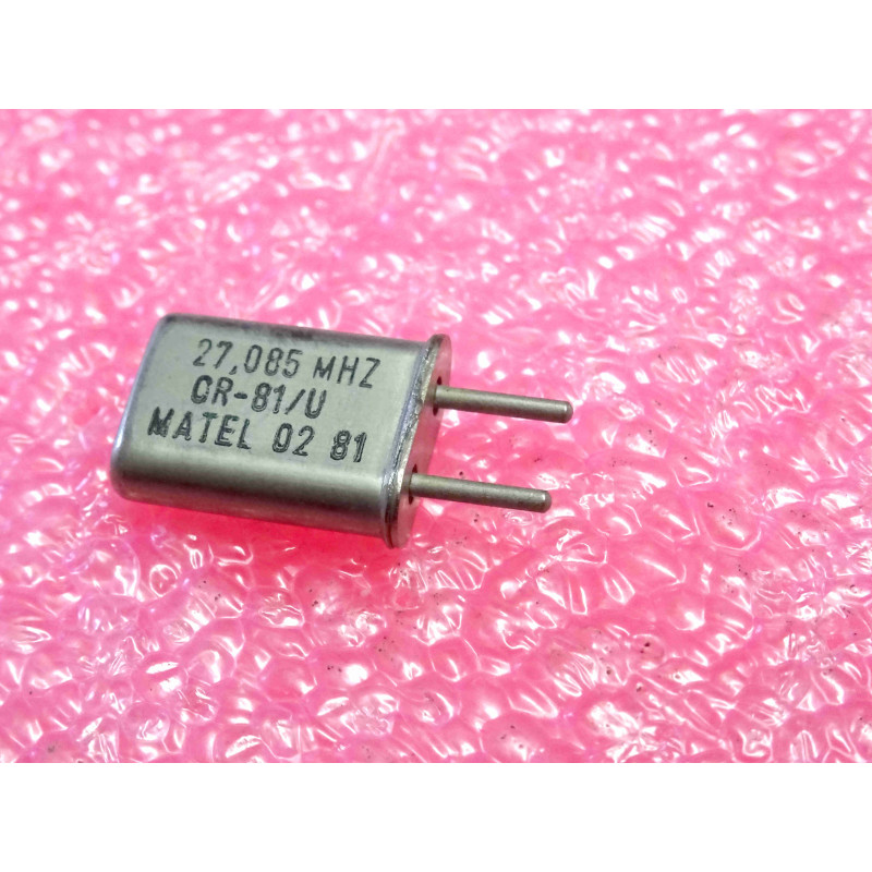 Quartz Piézoélectrique MATEL CR-81/U – Fréquence 27,085 MHz (Canal 11 CB / Télécommande 27 MHz) – Boîtier Traversant HC-49/U (Entraxe 4,9 mm)