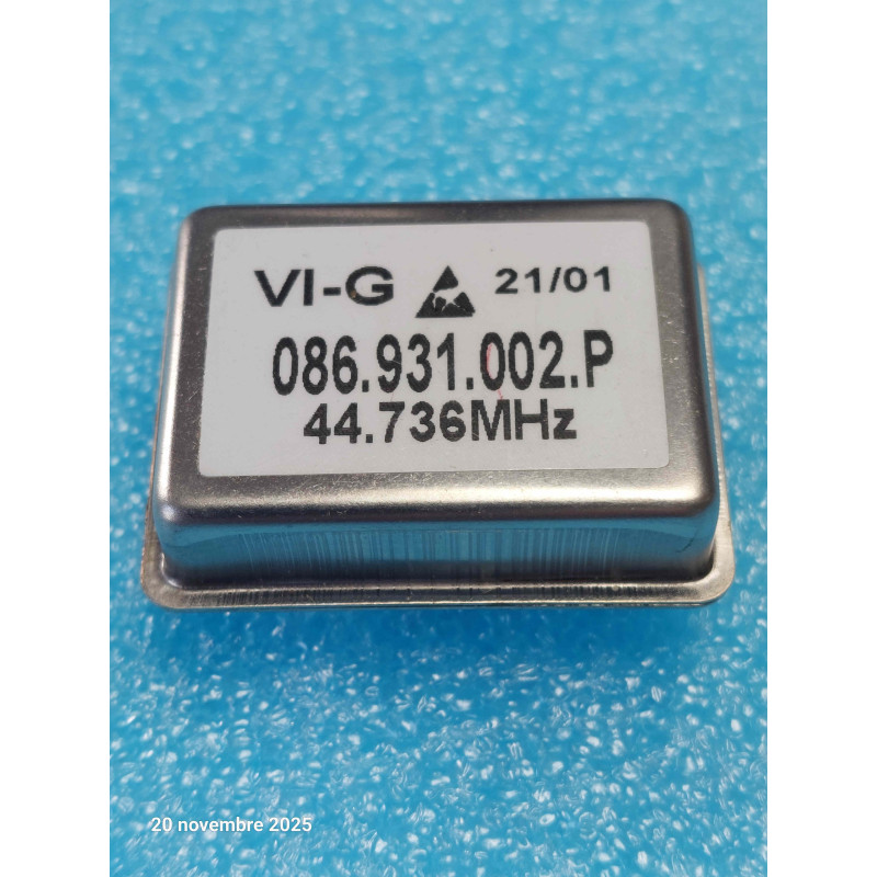 Oscillateur à Quartz Actif / VCXO KVG VI-G Réf. 086.931.002P / 086931002P – Fréquence 44,736 MHz (Norme Télécom DS3 / T3) – Boîtier Métallique Blindé Traversant 5 Broches