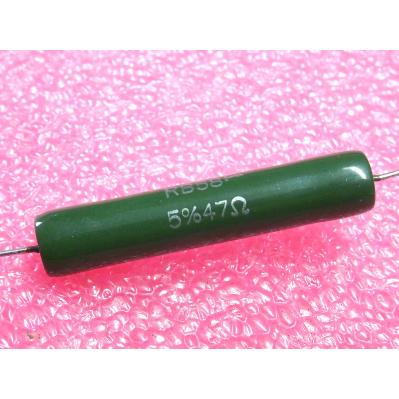 Lot de 2 Résistances Bobinées Vitrifiées de Puissance Axiales 47 Ω (47R) 5% 11 W Vishay Sfernice Série RWM 8.45 / RB58 – Dimensions Ø 8 × 45 mm