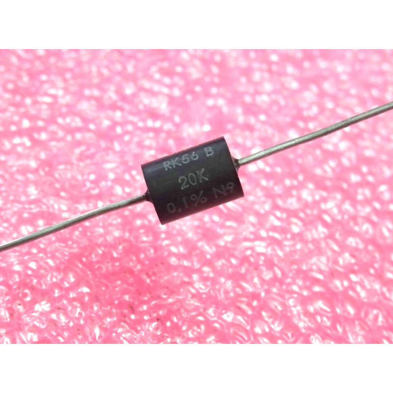 Lot de 4 Résistances Métalliques de Haute Précision Axiales 20 kΩ (20 k-ohm / 20000 ohms) 0,1% Vishay Sfernice Série RK56B – Dimensions Ø 6 × 9 mm