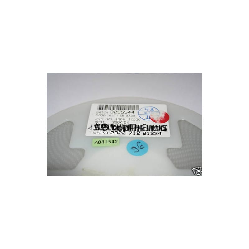 [190358370826] Bobine de 5 000 Résistances CMS / SMD 220 kΩ (220K / 224) 5% 0,25 W (1/4 W) Format 1206 (3216 Métrique) Philips / Phycomp