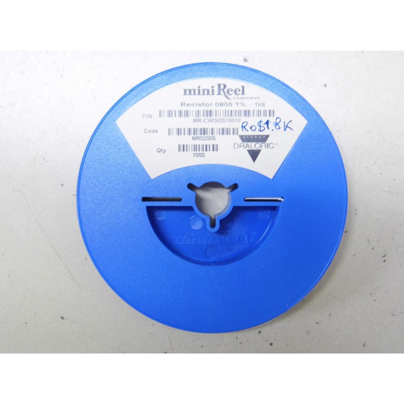 [191083604629] Bobine de 1 000 Résistances CMS / SMD Format 0805 (2012 Métrique) 1,5 kΩ (1k5) 1% – Draloric / Vishay Série CRCW0805 / MR-CW08051501F