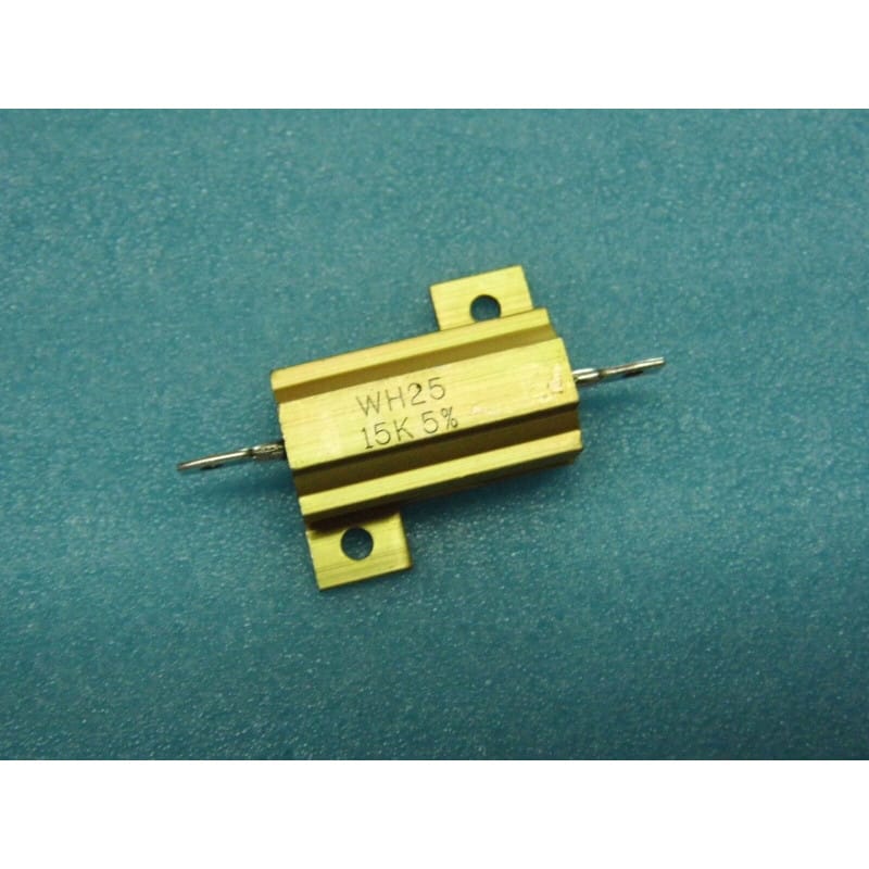Résistance de Puissance Bobinée sous Boîtier Aluminium 25 W 15 kΩ 5% – Welwyn / TT Electronics Série WH25 (Référence WH25-15KJI) – Montage Châssis / Dissipateur