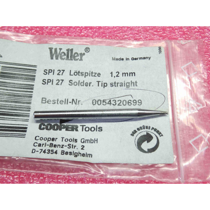 [T0054320699] Panne de Fer à Souder Droite 1,2 mm d'Origine Weller – Référence SPI27-212 / SPI27 212 (Codes Commande T0054320600 / T0054320699 / 4SPI27212-1) – Profil Ciseau Droit / Tournevis Plat 1,2 mm – Diamètre de Tige Pleine Ø 4,5 mm – Pour Fers Direct Secteur 230 V Weller SPI 27 (25 W)