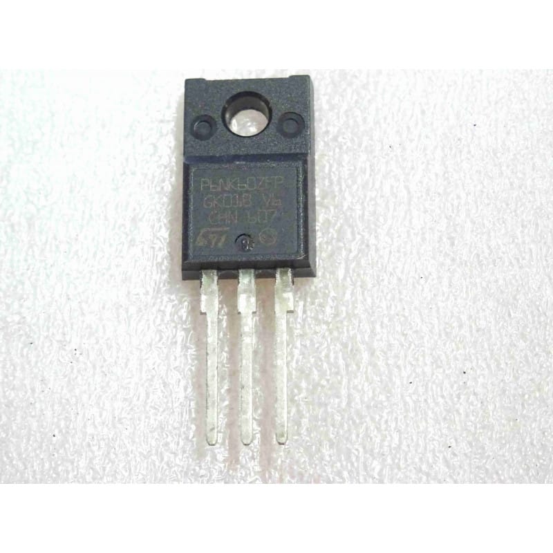 Lot de 2 Transistors MOSFET N-Channel STMicroelectronics STP6NK60ZFP – Boîtier Plastique Isolé TO-220FP (600 V – 6 A – 32 W – SuperMESH Zener-Protected)