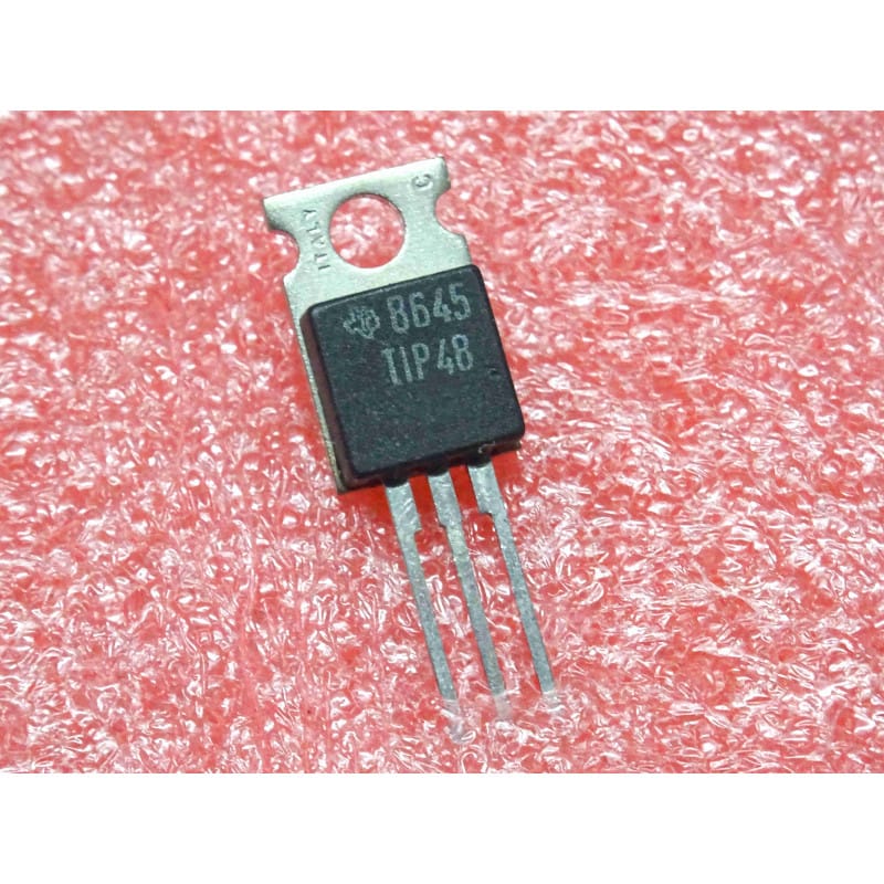 Lot de 3 Transistors Bipolaires NPN Texas Instruments TIP48 – Boîtier Plastique TO-220 (300 V Vceo / 400 V Vcb – 1 A – 40 W – Linéaire & Commutation)