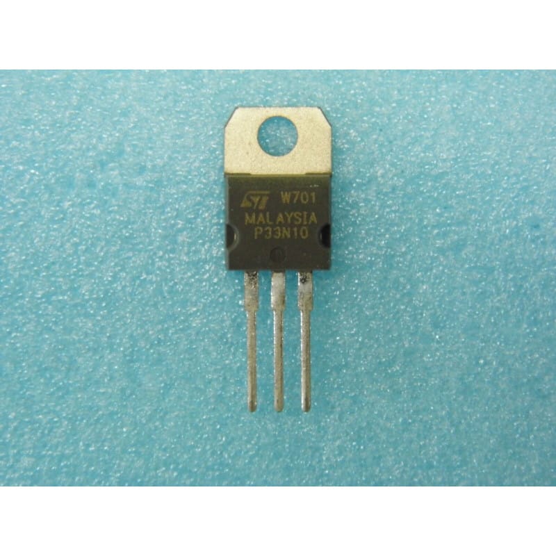 Lot de 6 Transistors MOSFET de Puissance N-Channel STMicroelectronics P33N10 / STP33N10 – Boîtier Plastique TO-220AB (100 V Vds / 33 A – 60 mOhm – Conversion & Commutation de Puissance)
