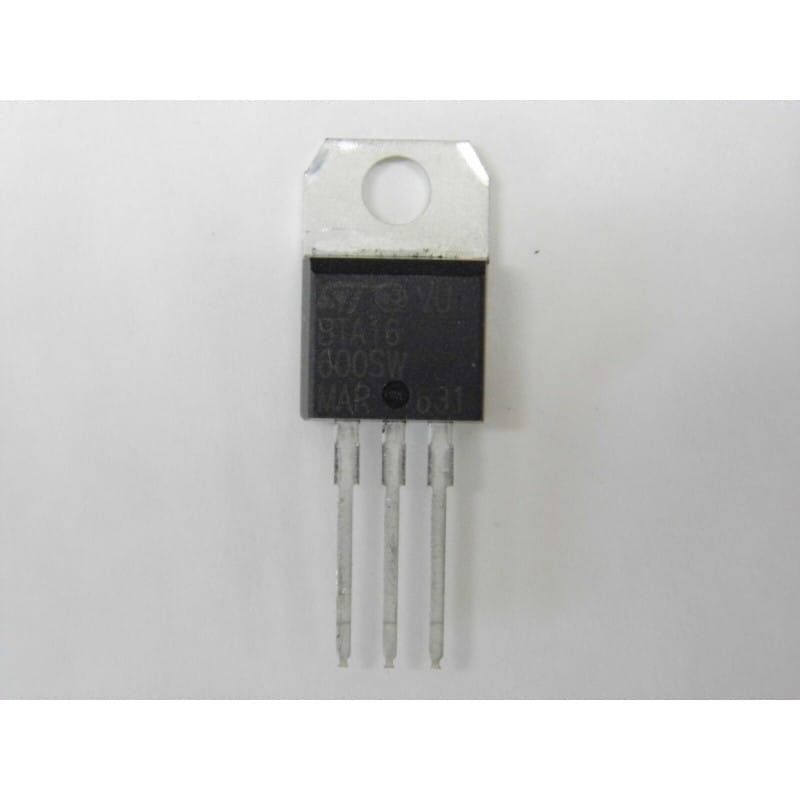 Lot de 2 Triacs Snubberless 16A STMicroelectronics BTA16-600SW (BTA16-600SW) – Boîtier Plastique TO-220AB Isolé (600 V Vdrm / 16 A It(rms) / 10 mA Igt – Commutation AC Haute Sensibilité sans Snubber)
