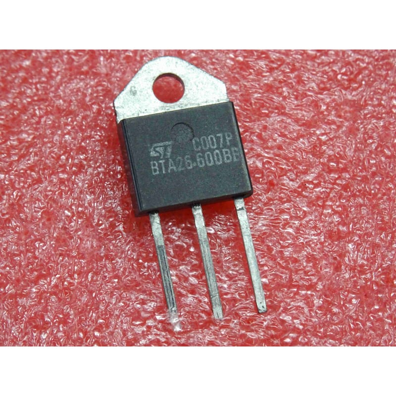 Triac Isolé de Puissance 25A STMicroelectronics BTA26-600BB (BTA 26-600BB) – Boîtier Plastique Isolé TOP-3 (600 V Vdrm / 25 A It(rms) / Sensibilité Haute Précision BB – Commutation AC & Contrôle de Phase)