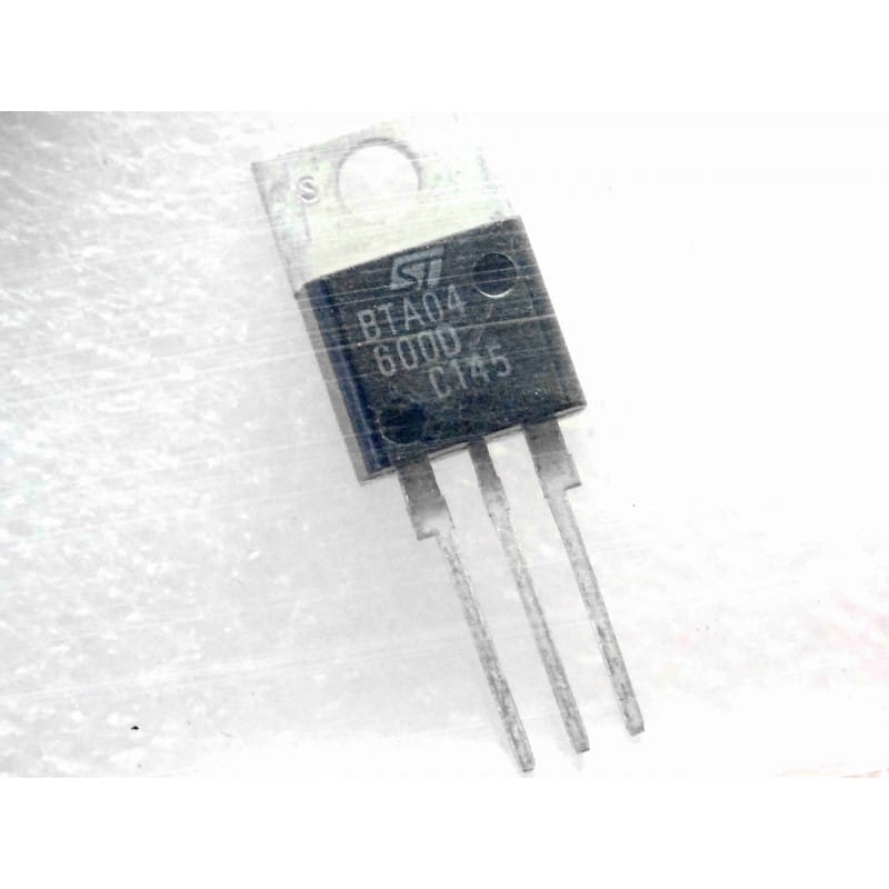 Lot de 2 Triacs Sensibles 4A STMicroelectronics BTA04-600D (BTA 04 - 600 D) – Boîtier Plastique TO-220AB Non-Isolé (600 V Vdrm / 4 A It(rms) / 5 mA Igt – Commutation AC Sensible)