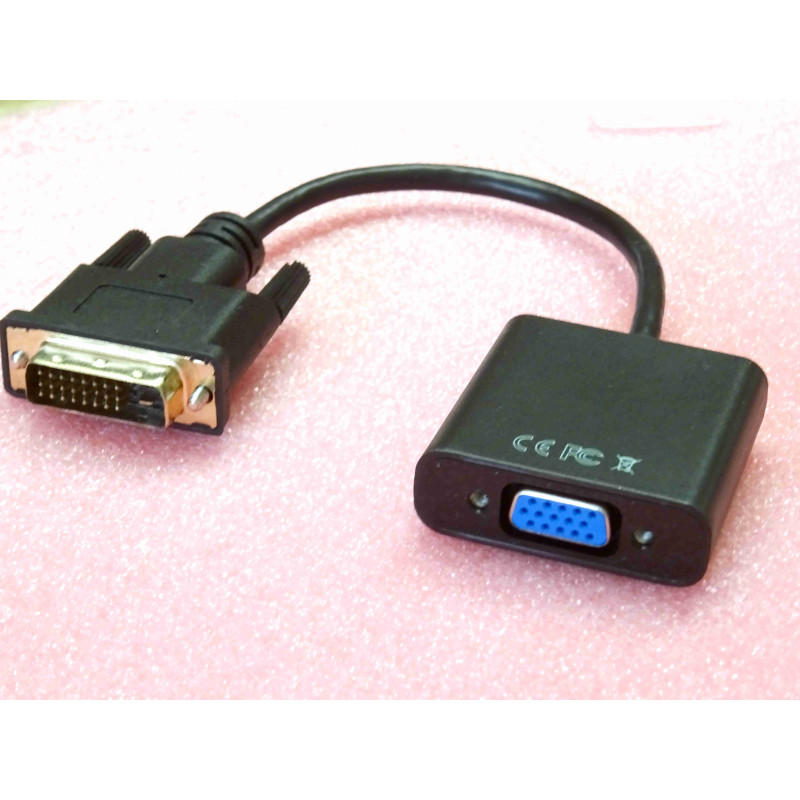 Convertisseur Actif DVI-D 24+1 (Mâle) vers VGA (Femelle) Dexlan – Adaptateur Vidéo Numérique vers Analogique (Résolutions HD & Full HD 60Hz