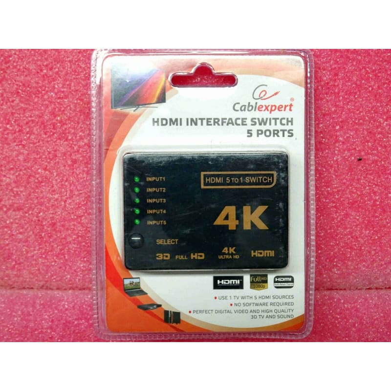 Switch HDMI 5 Entrées / 1 Sortie Cablexpert (v1.0 à 1.4a) avec Télécommande – Récapitulatif Fiche Technique