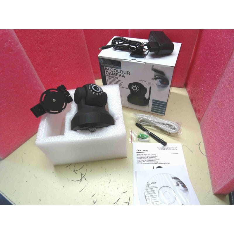 Caméra Couleur IP Sans Fil / Ethernet Velleman CAMIP5N1 – Caméra de Surveillance Intérieure avec Vision Nocturne & Microphone (Compatible CAMIP7 & CAMIP10)