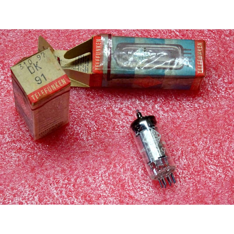 Lot de 2 Tubes Électroniques / Pentode Mélangeuse Telefunken DK91 – En Boîtes d'Origine