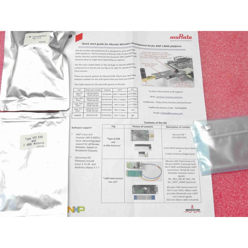 [LBWA1KL1FX-TEMP-DS-SD 1FX EVB] Kit de développement Wi-Fi muRata LBWA1KL1FX (1FX EVB)