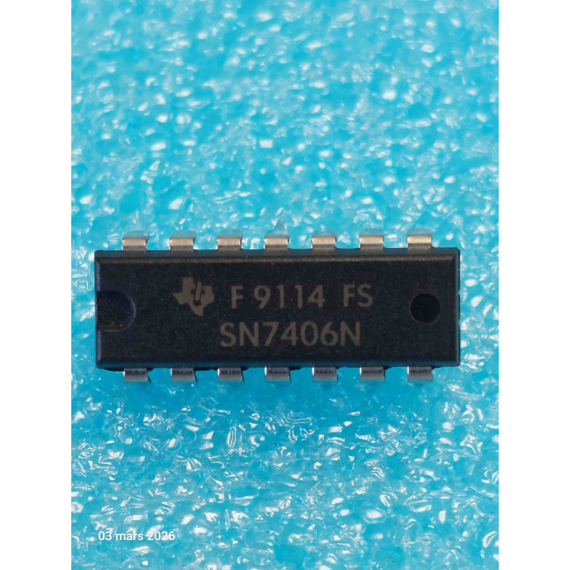 Inverseur Hexadécimal à Sortie Drain Ouvert (Haute Tension) 7406N (Lot de 2)