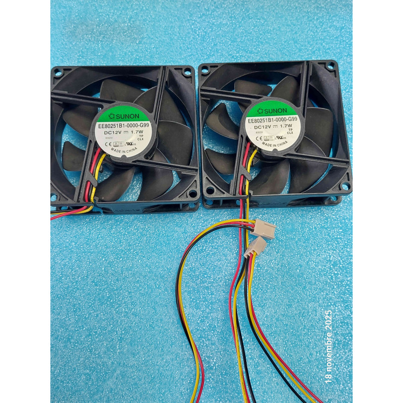 Lot de 2 Ventilateurs DC 12V Sunon EE80251B1-0000-G99 (80x80x25mm) - Occasion