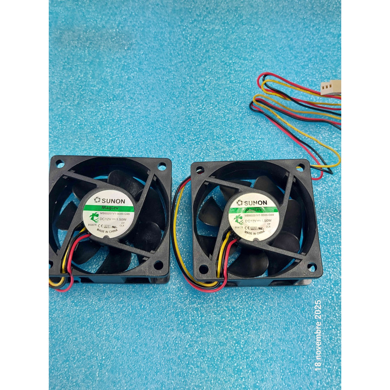 Lot de 2 Ventilateurs DC 12V Sunon MagLev MB60251V1-0000-G99 (60x60x25mm) - Occasion