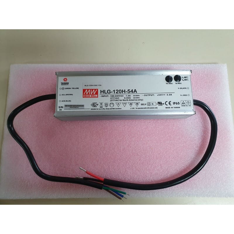 Pilote LED Haute Fiabilité Mean Well HLG-120H-54A - 120W, 54V DC - IP65
